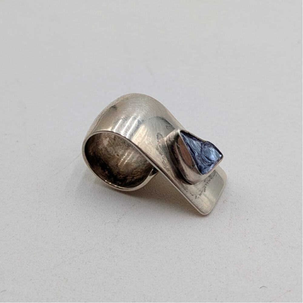 Lilly Barrack Sterling Silver Raw Tanzanite Double Bail Pendant - Picture 2 of 5